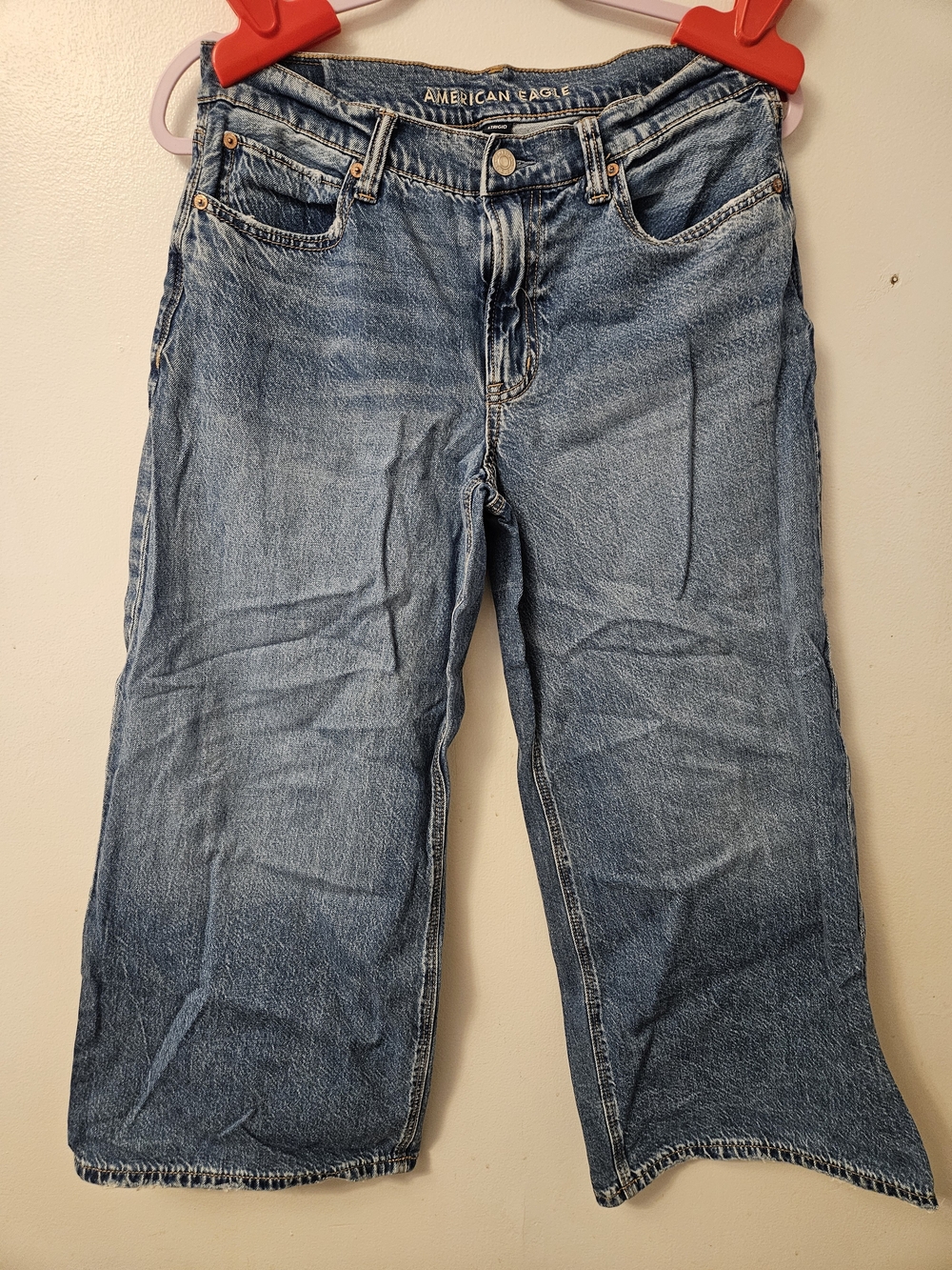 American Eagle Outfitters Medium Blue  Low Rise Strigid Wide Leg Jeans